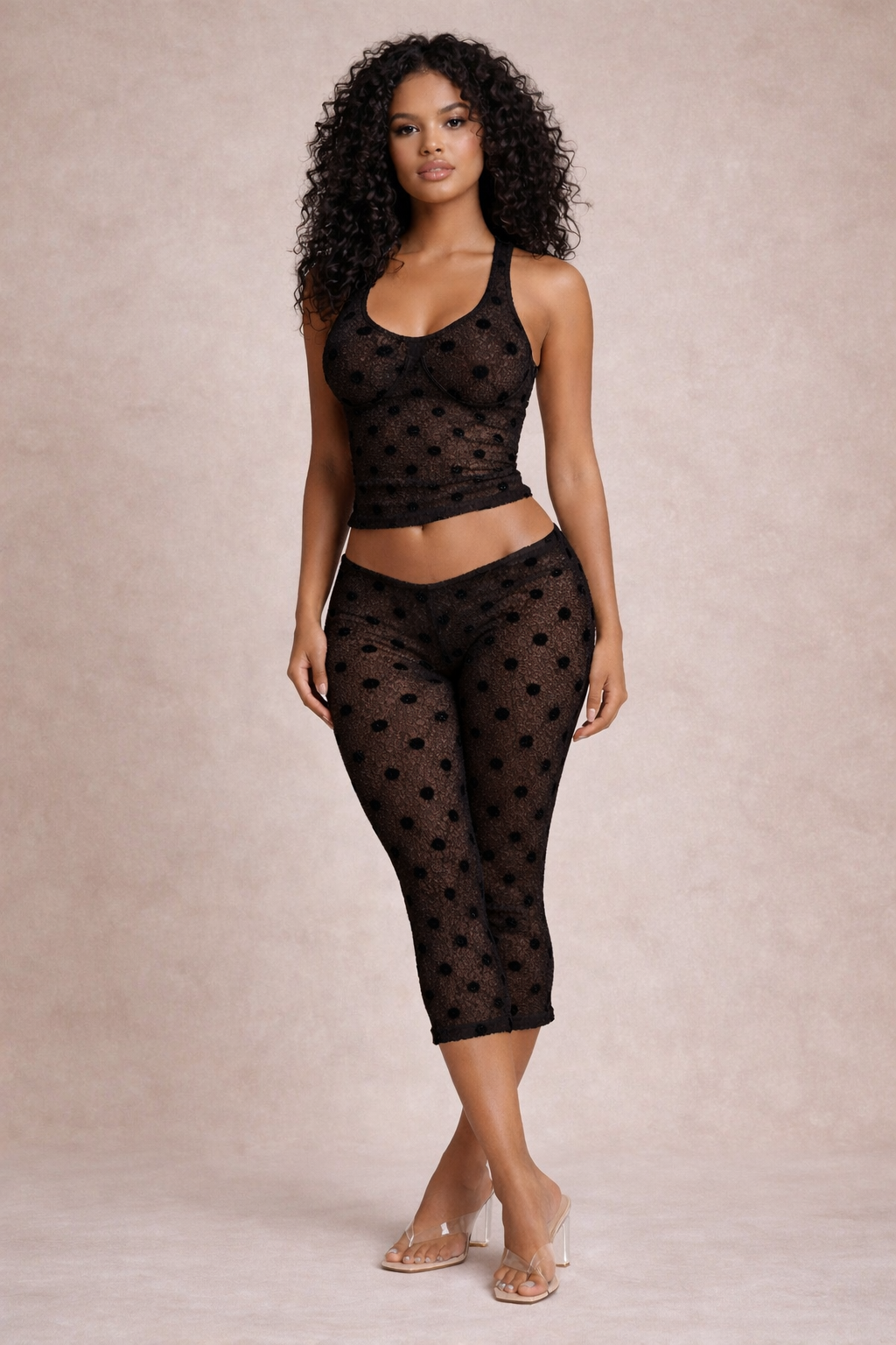 RHUE MESH POLKA SET (NOIR)